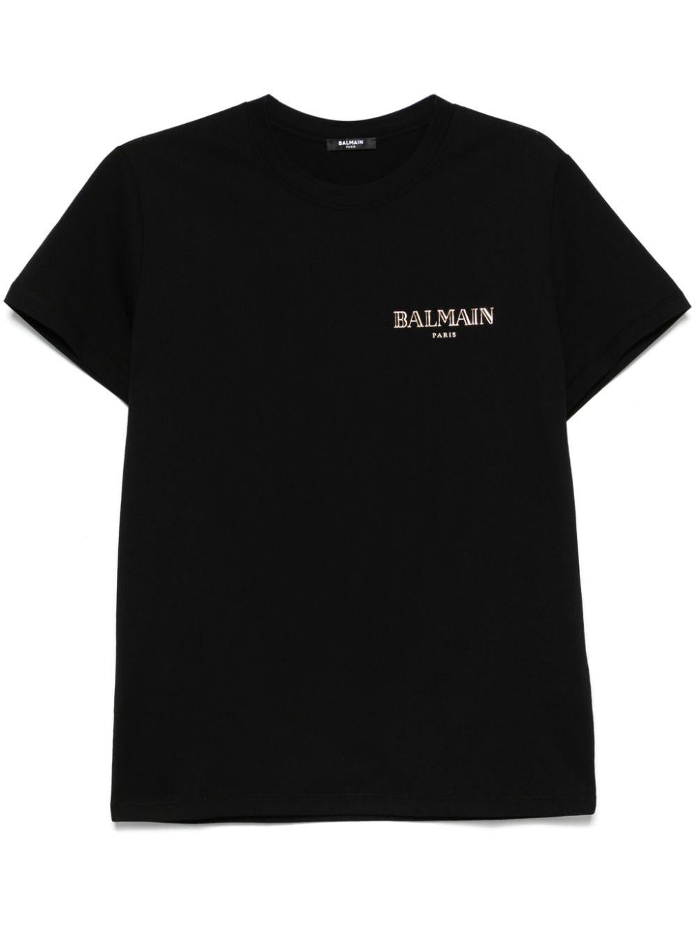 Logo-appliqué T-shirt<BR/><BR/><BR/> EH1EF000GD84 EAD BALMAIN 
