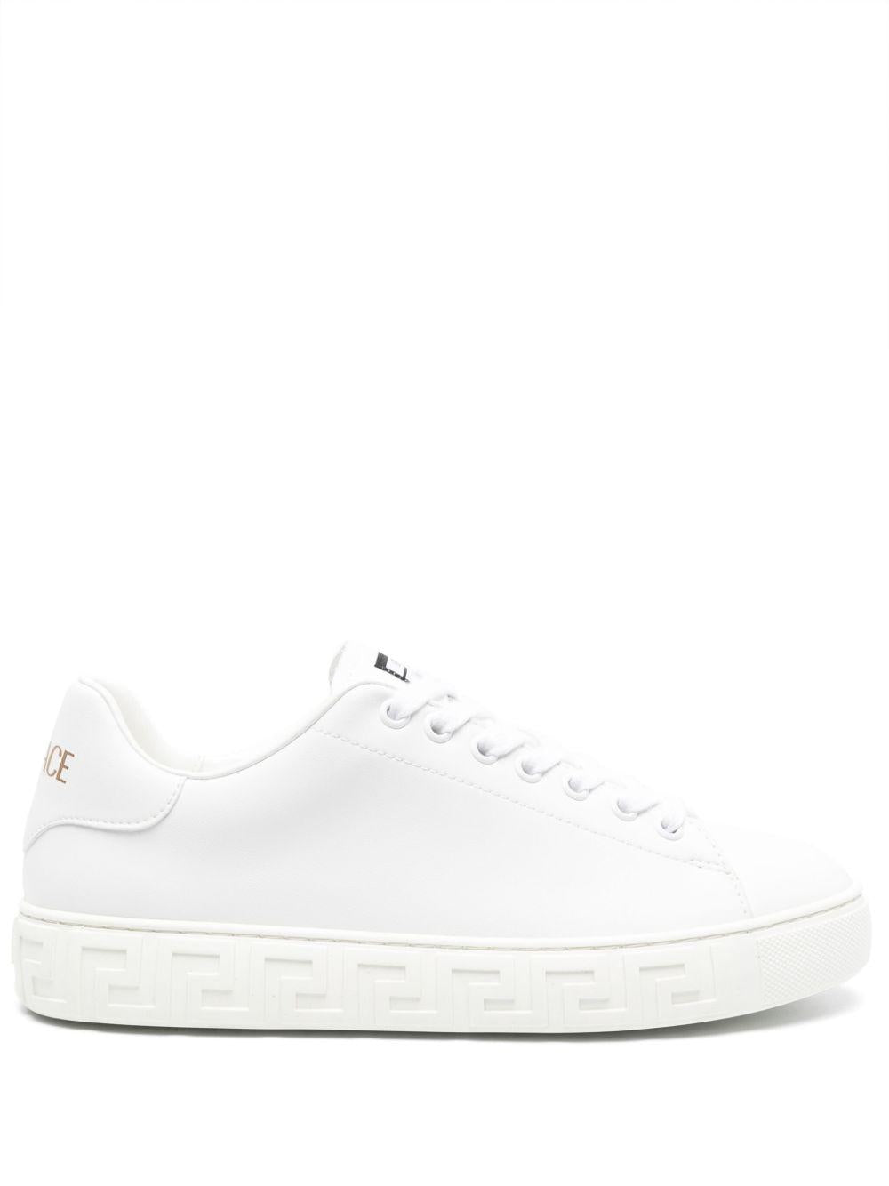 Greca-embossed leather sneakers<BR/><BR/><BR/> 1013568 1A096081W010 VERSACE 