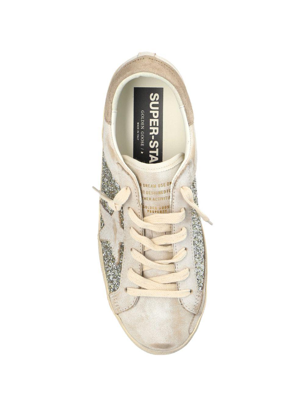 SUPER STAR GLITTER AND LEATHER UPPER LEATHER STAR SUEDE HEEL GWF00103 F00890110931 GOLDEN GOOSE 
