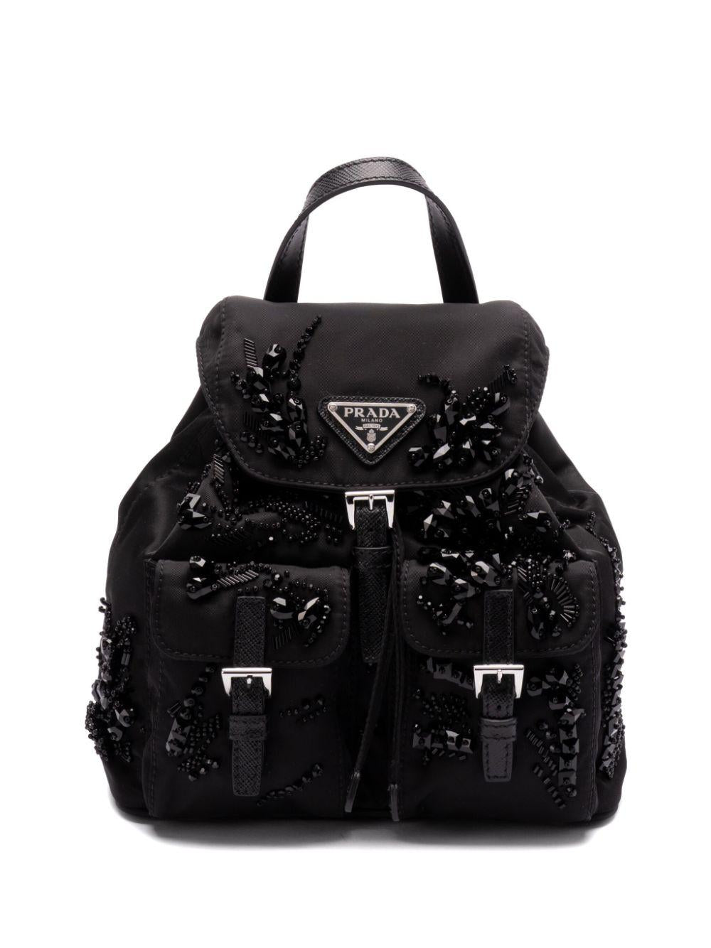 Enamel triangle-logo backpack<BR/><BR/><BR/> 1BH029 2C4YF0002 PRADA 