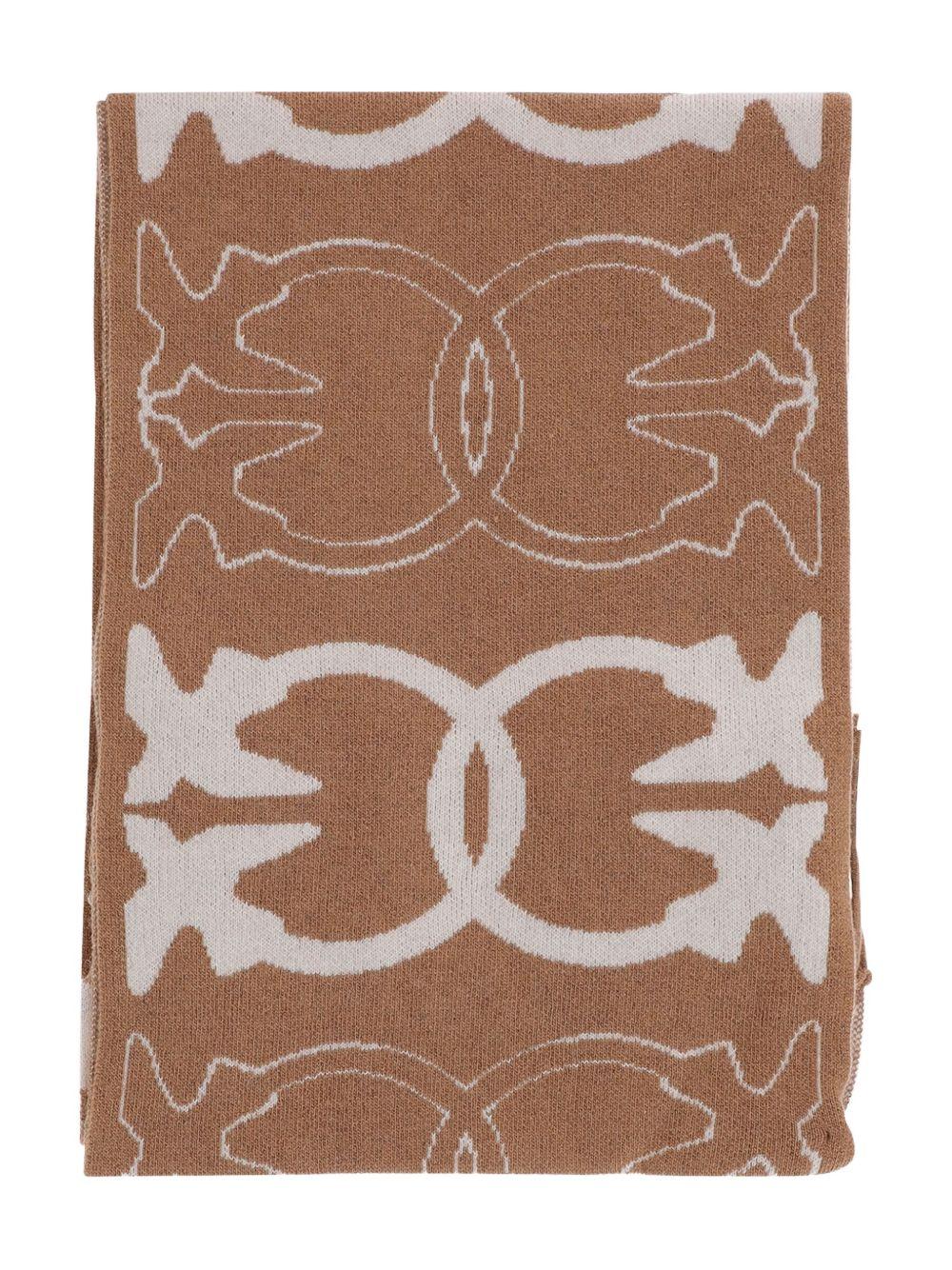 Scarf with jacquard Love Birds logo 105992 A2YOMZ2 PINKO 
