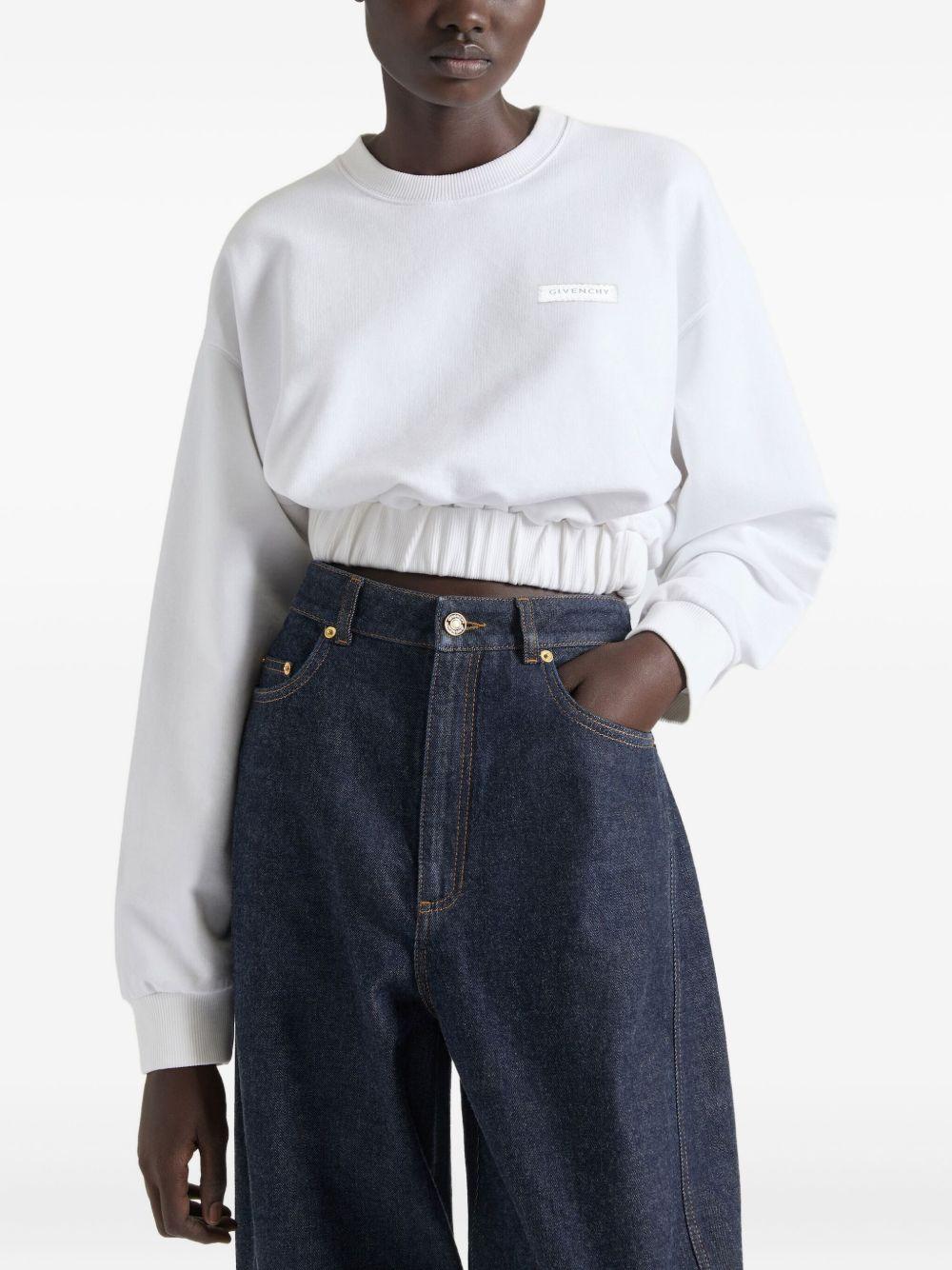 Cropped sweatshirt with elasticated waistband BWJ04VG24J 100 GIVENCHY 