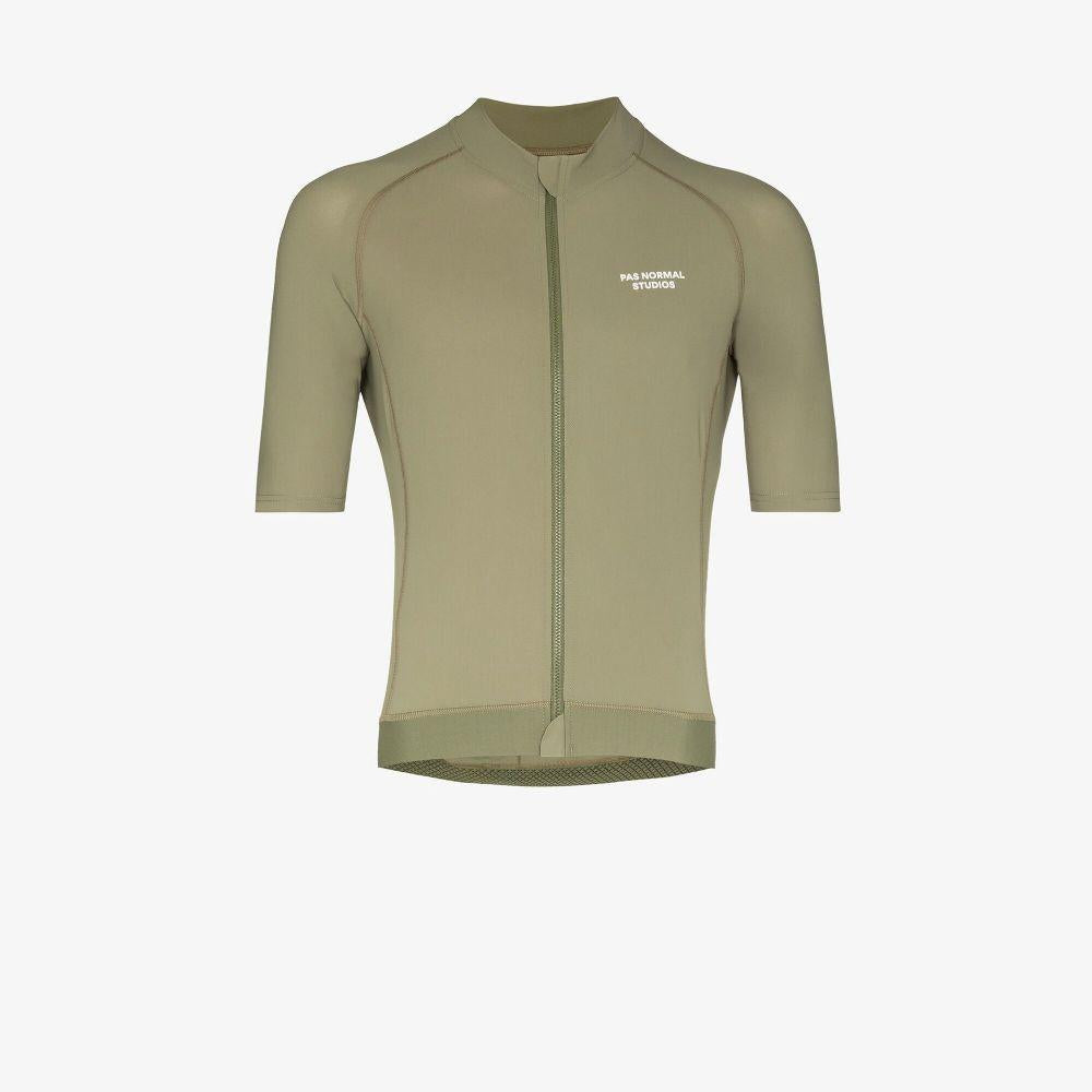 Logo-print zipped jersey top MJ0215H OLIVE PAS NORMAL STUDIOS 