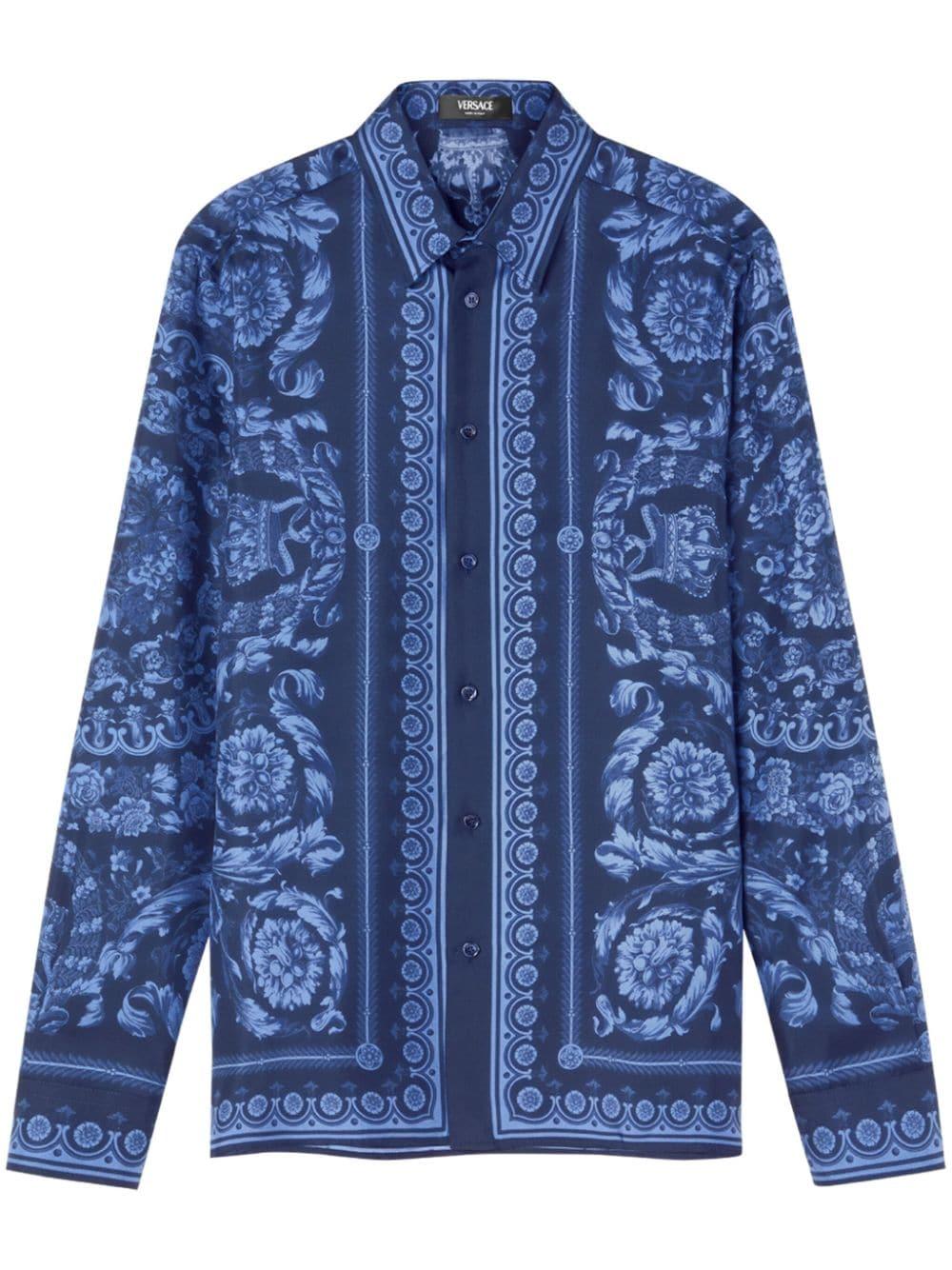 Barocco-print silk shirt<BR/><BR/><BR/> 1008573 1A097835U960 VERSACE 