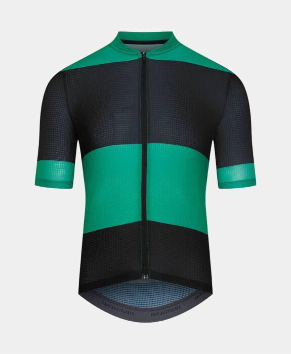 Angeline stripe ultralight cycling jersey ANGELINE BLACK GREEN CAFÉ DU CYCLISTE 