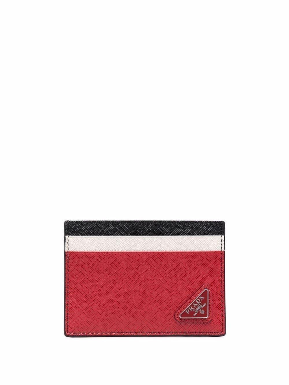 Red/white/black calf leather colour-block cardholder 2MC149 2FJ6F0002 PRADA 
