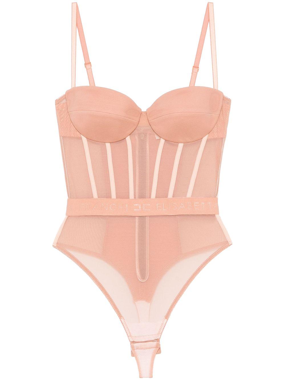 Bodysuit in crêpe and tulle fabrics BO02351E2 283 ELISABETTA FRANCHI 