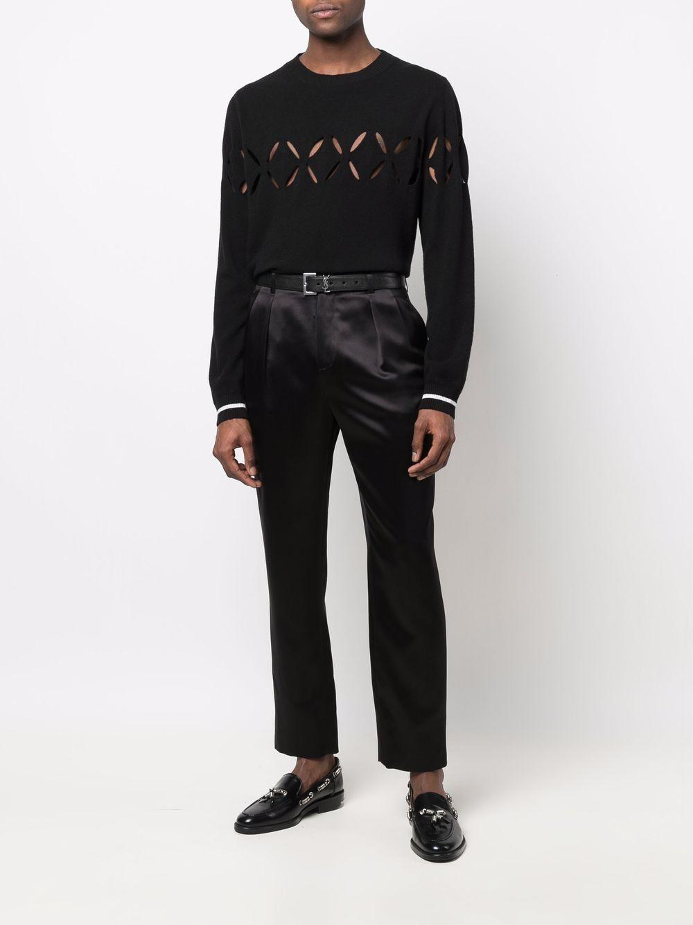 Black silk-wool blend/silk pleat-detail tailored trousers 682385Y2E71 1000 SAINT LAURENT 