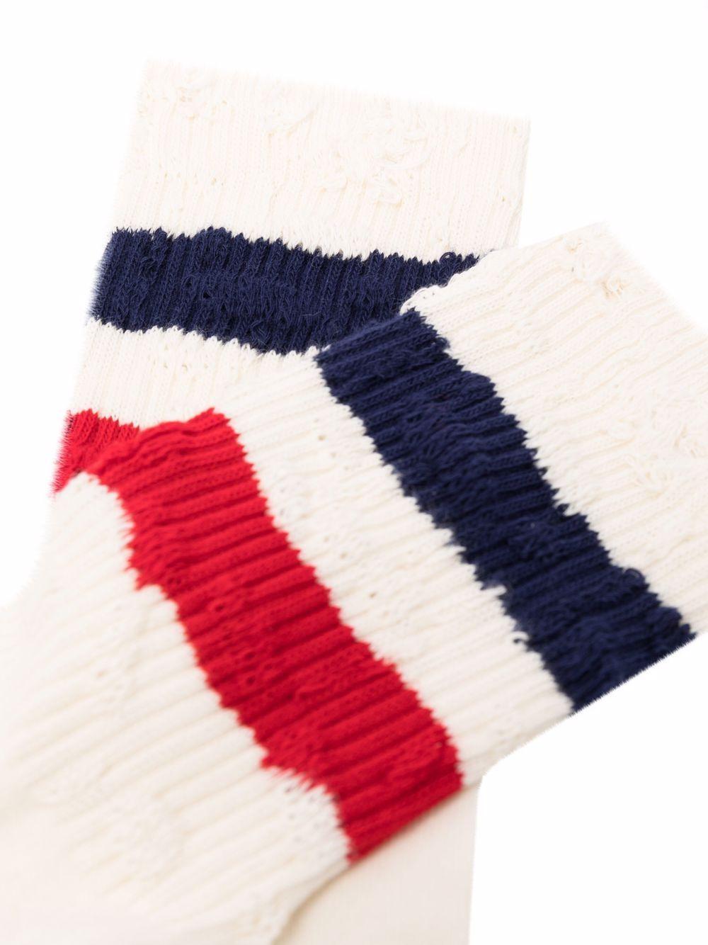 Cream/red/navy cotton-blend stripe trim socks GUP00883 P00048881239 GOLDEN GOOSE 