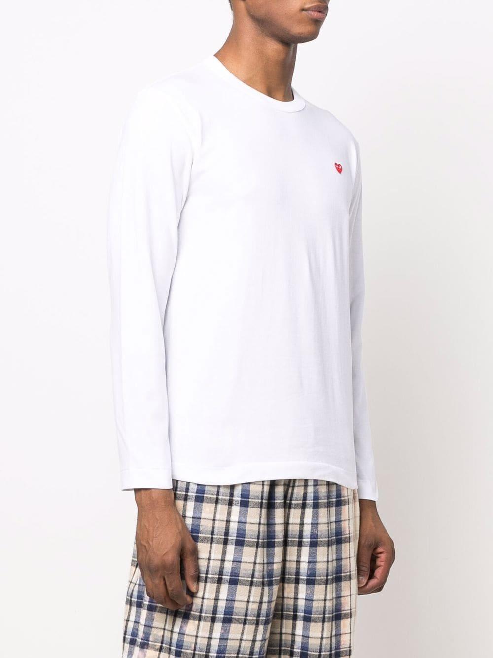 White long sleeves heart print  long sleeved shirt AXT308051 WHITE COMME des GARÇONS PLAY x Converse 