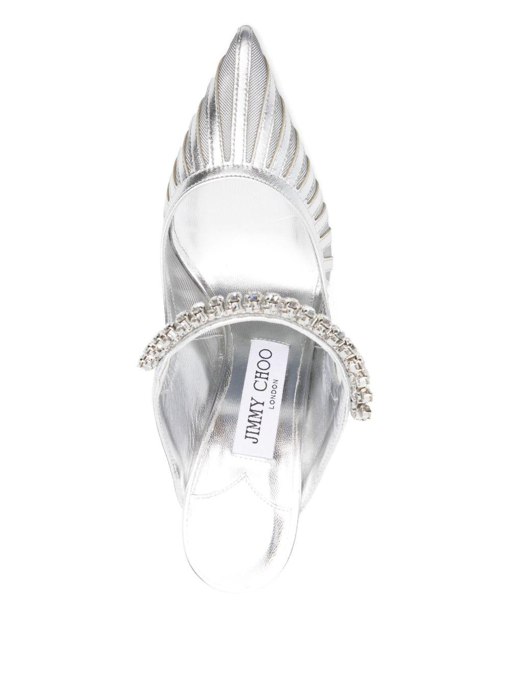 Patent Leather Mules with Crystal Strap BING100GDJ SILVER JIMMY CHOO 