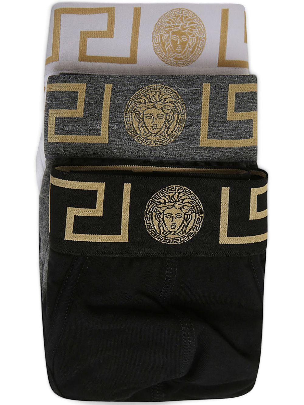 Greca Medusa Head briefs (set of three)<BR/><BR/><BR/> AU10327 1A10011A3278 VERSACE 