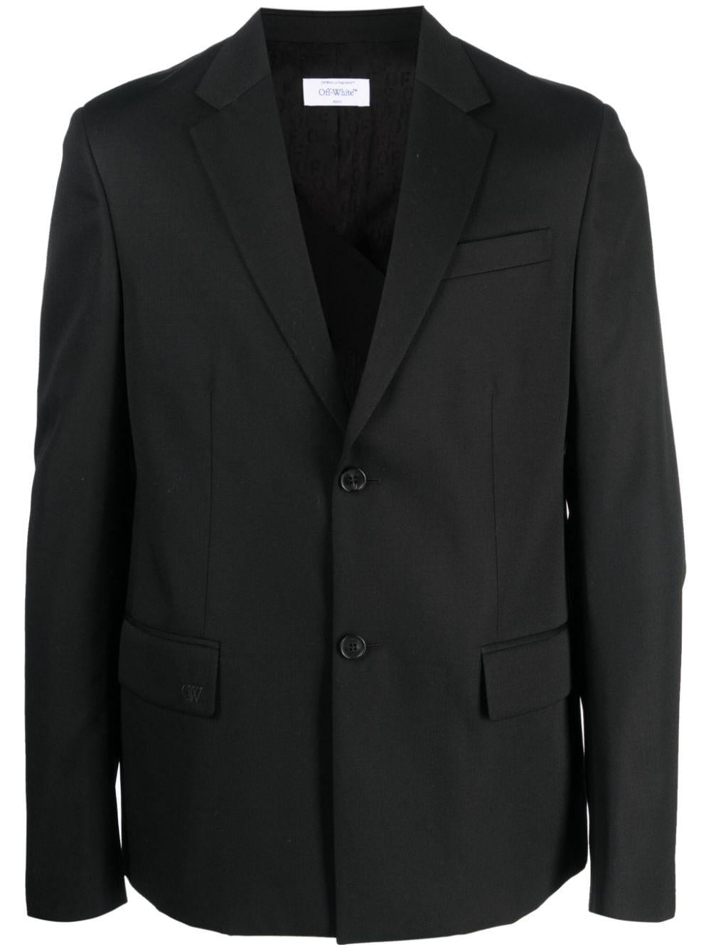 Single-breasted wool blazer OMEN063F23FAB001 1010 OFF-WHITE 