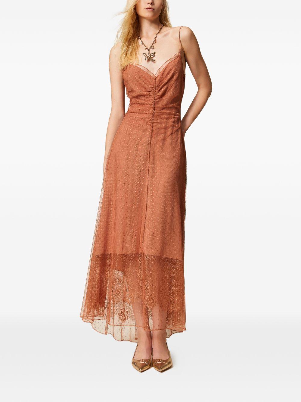 Long plumetis tulle dress with lace 261TP2360 S1528913168 TWINSET 