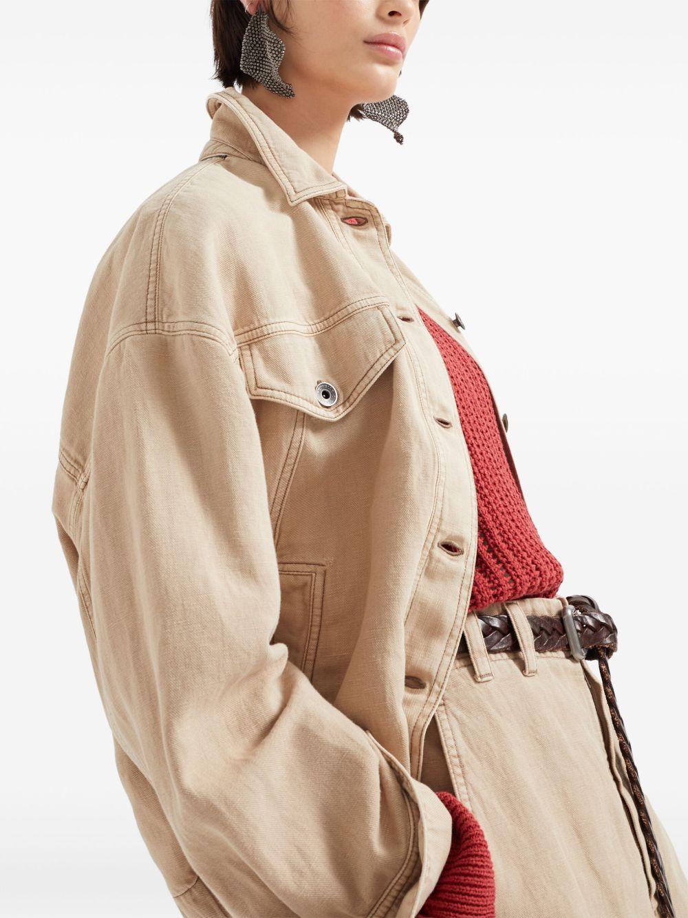 Four-pocket jacket in garment-dyed cotton-linen cover-up with monile ML996FX716 C2910 BRUNELLO CUCINELLI 