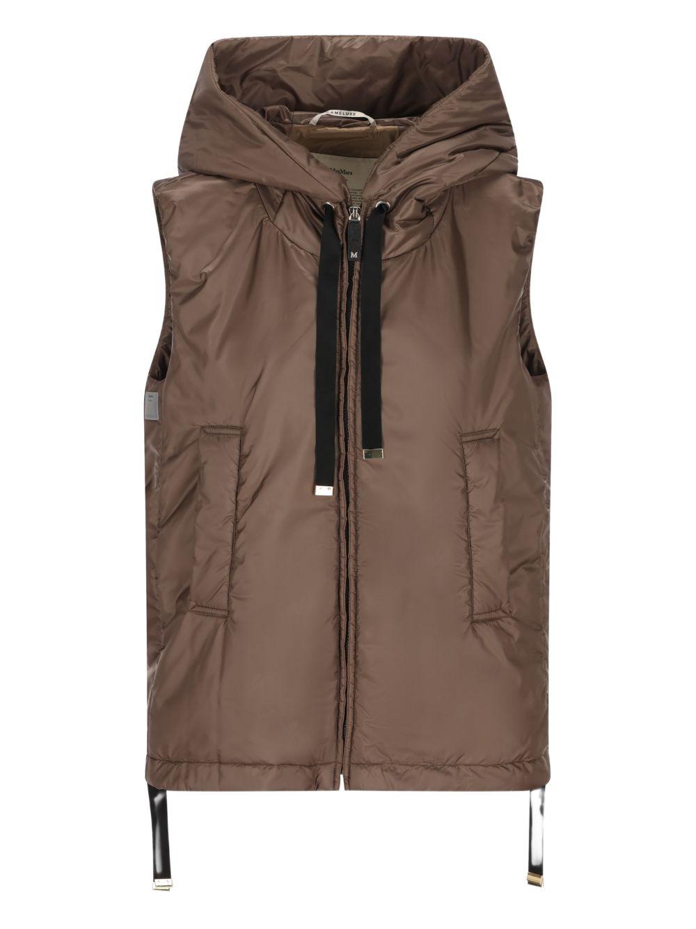 Water-repellent padded canvas hooded gilet 2619291044 GREENGO049 MAX MARA THE CUBE 