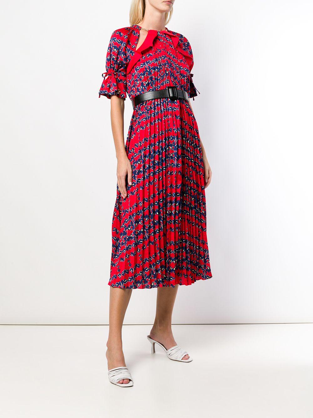 Red Bow Embroidered Midi Dress 013M RED SELF-PORTRAIT 