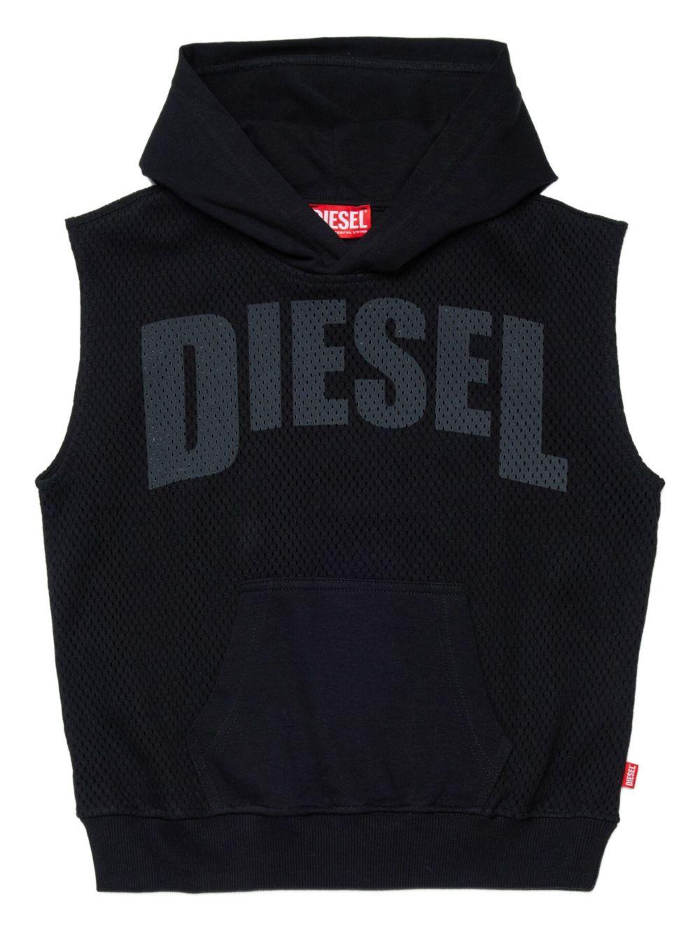 Sleeveless hoodie in cotton mesh J02591 KYA0MK900 DIESEL KIDS 
