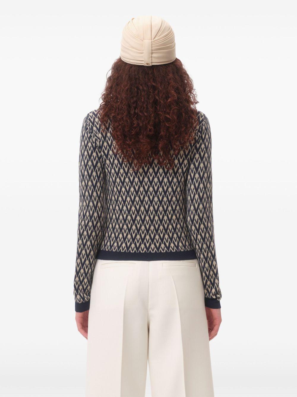 Cream/navy jaquard cardigan 6B3KA09X92M R0H VALENTINO GARAVANI 