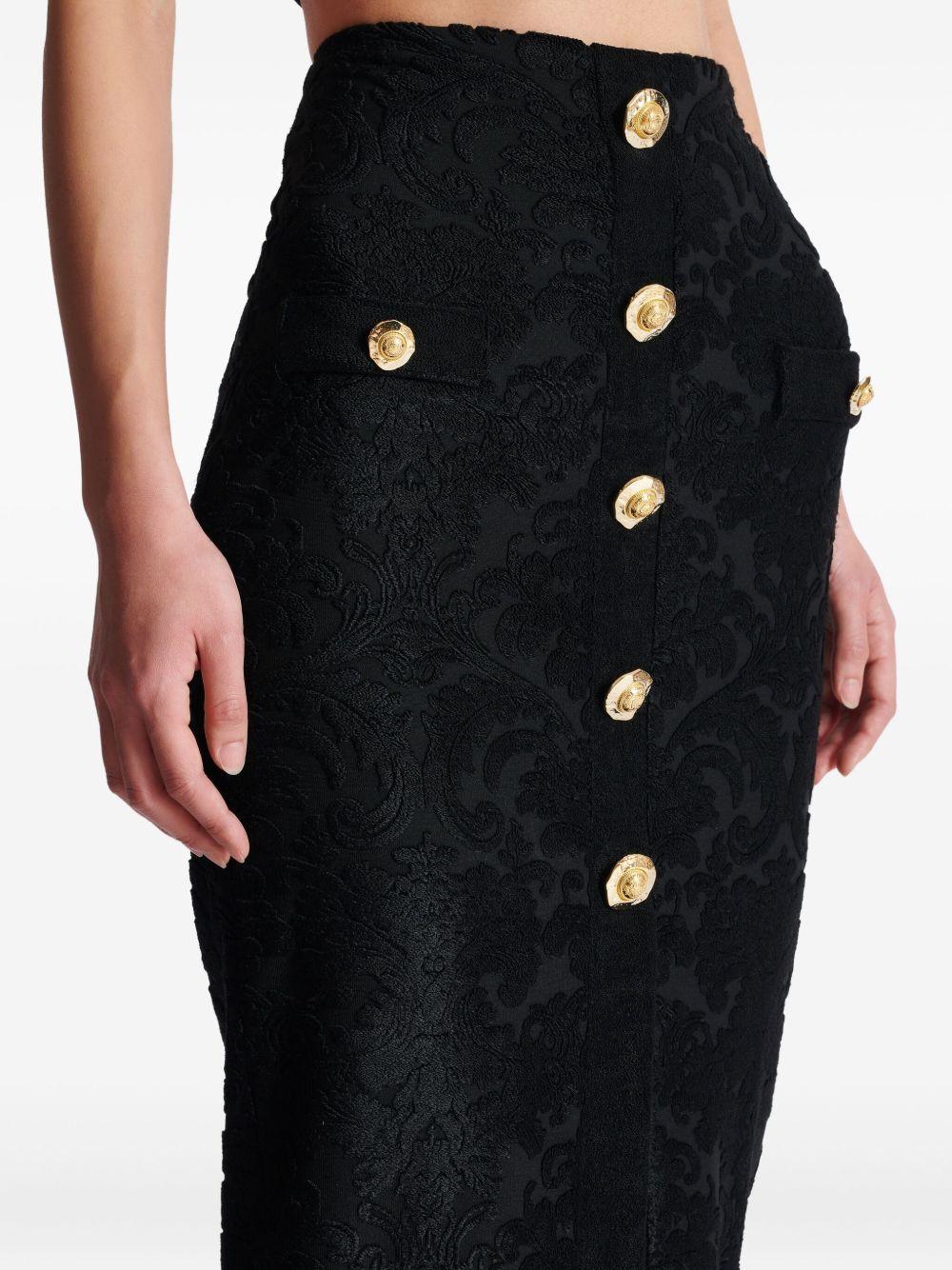 Baroque pattern midi skirt FF1LE481JK65 0PA BALMAIN 
