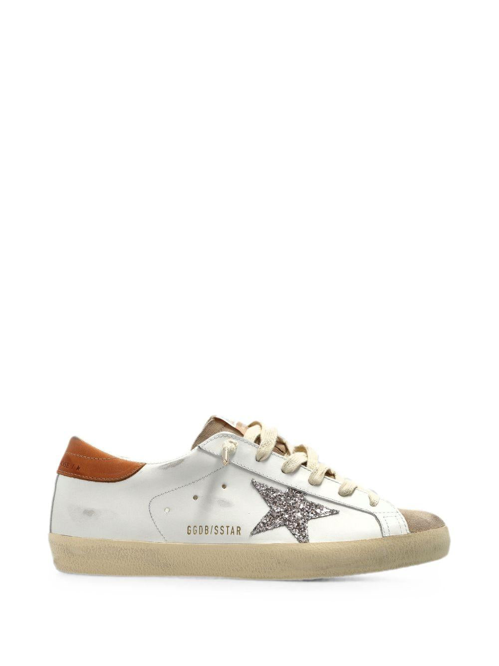 SUPER STAR LEATHER UPPER AND HEEL SUEDE TOE GLITTER STAR GWF00101 F00871912524 GOLDEN GOOSE 