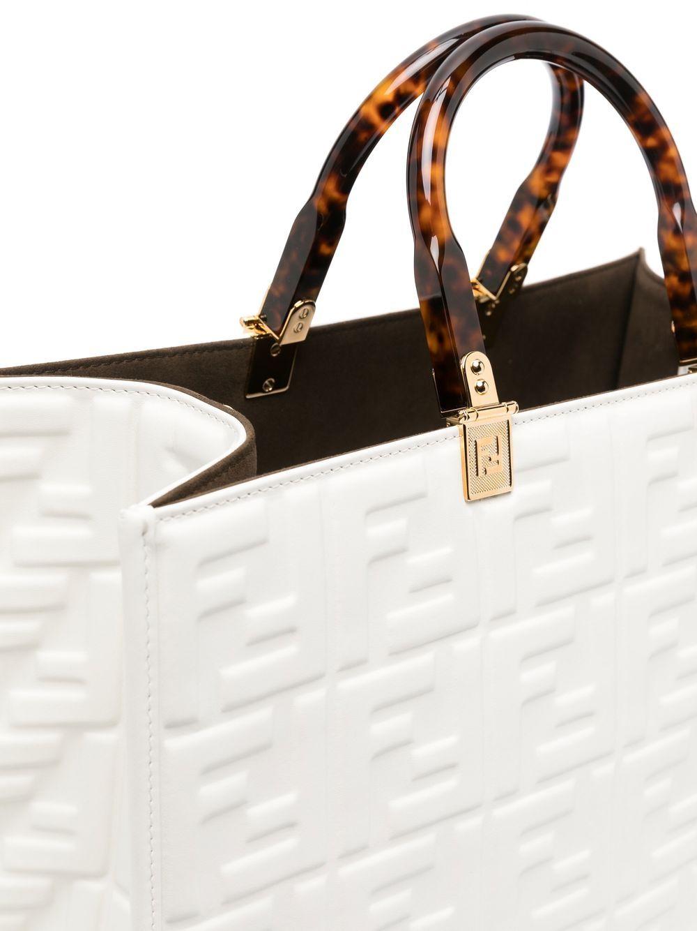 White Embossed-FF logo tote bag 8BH386 AMCVF0QVL FENDI 