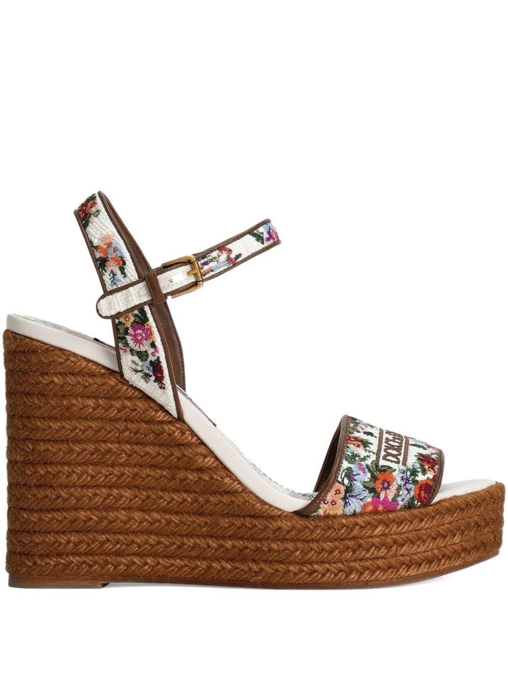 Nappa leather weDGe sandals with embroidery CZ0318 A64838V135 DOLCE & GABBANA 