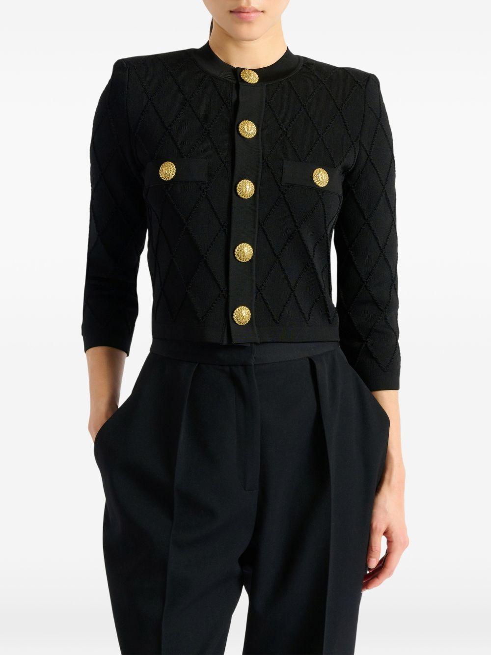 QUILTED COMPACT VISCOSE KNIT CARDIGAN HF1KL612KK20 0PA BALMAIN 