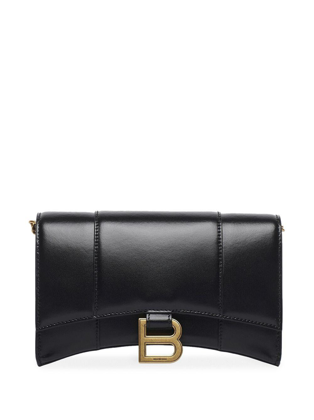 Hourglass leather wallet-on-chain<BR/><BR/><BR/> 656050 1QJ4M1000 BALENCIAGA 