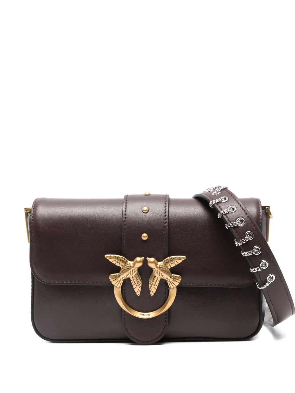 Medium Love Bag One Slouchy leather handbag with double shoulder strap 105824 A0QOLA7Q PINKO 