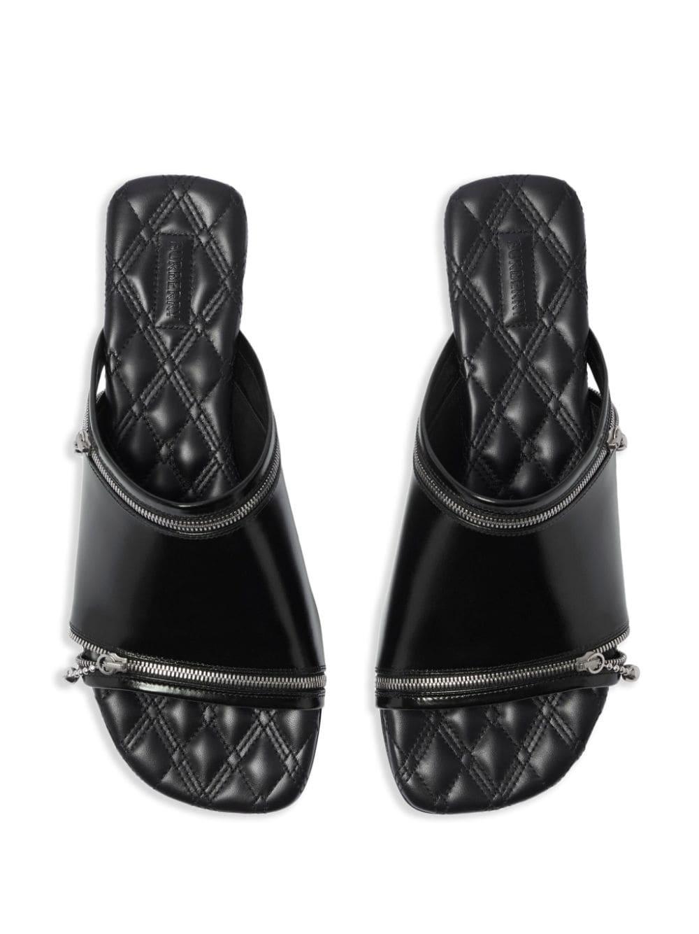 Decorative-zip flat leather sandals<BR/><BR/><BR/> 8080270 A1189 BURBERRY 