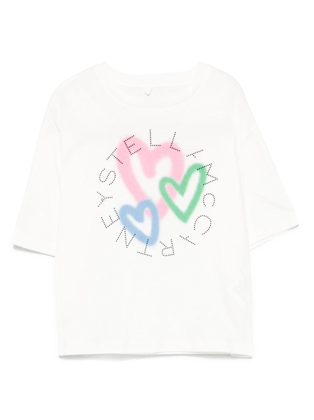 Heart-print T-shirt<BR/><BR/><BR/> TW8C61 Z0434101 STELLA McCARTNEY KIDS 