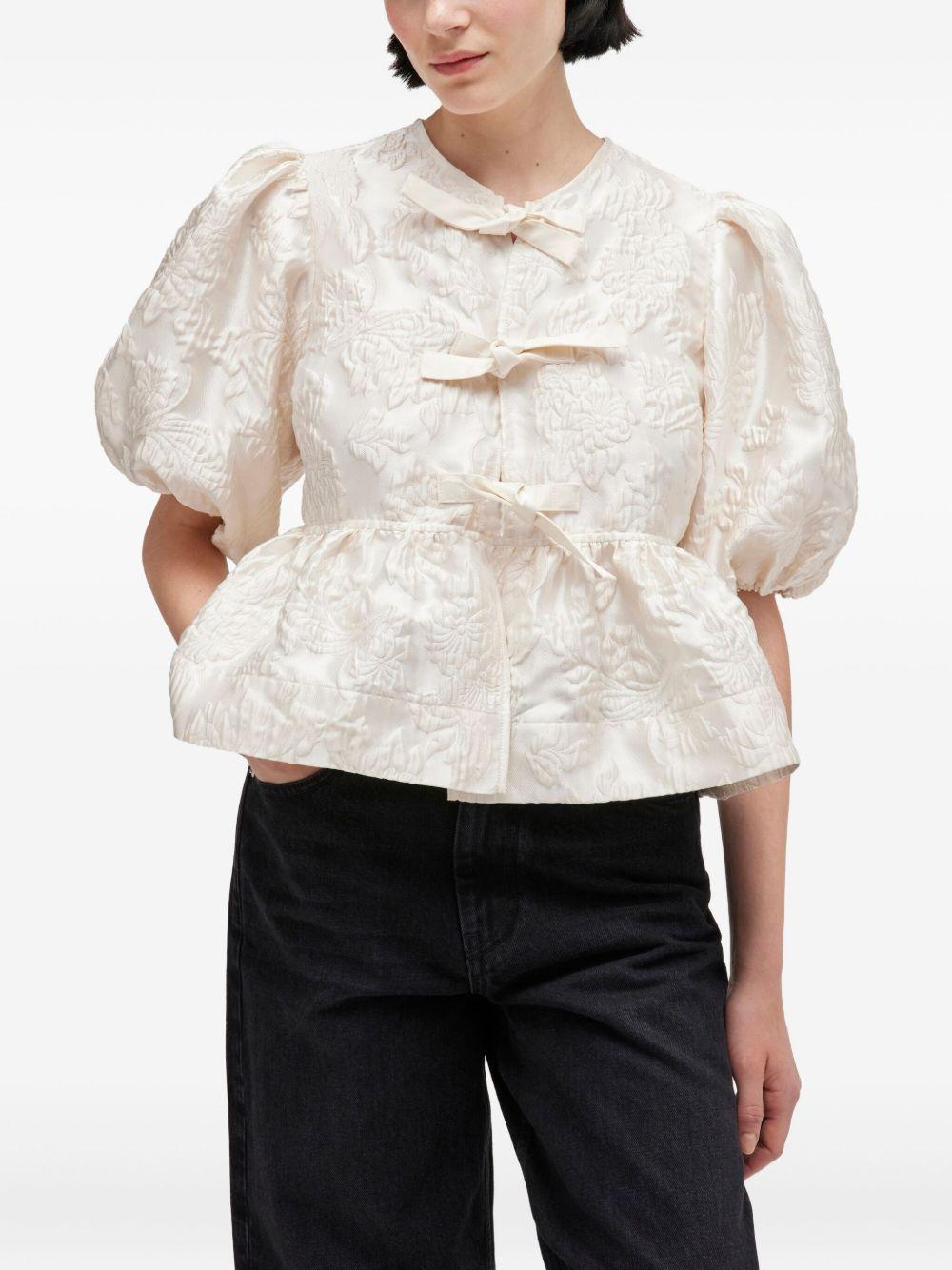 Satin Peplum Tie Blouse A1040079 135 GANNI 