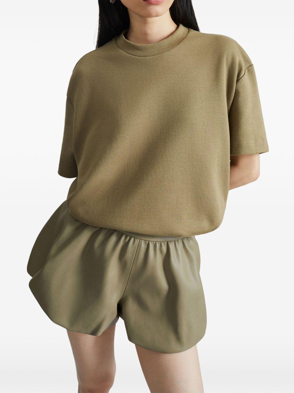 ALINA FAUX LEATHER BUBBLE HEM SHORTS SHFS21906430 SAGE THE FRANKIE SHOP 
