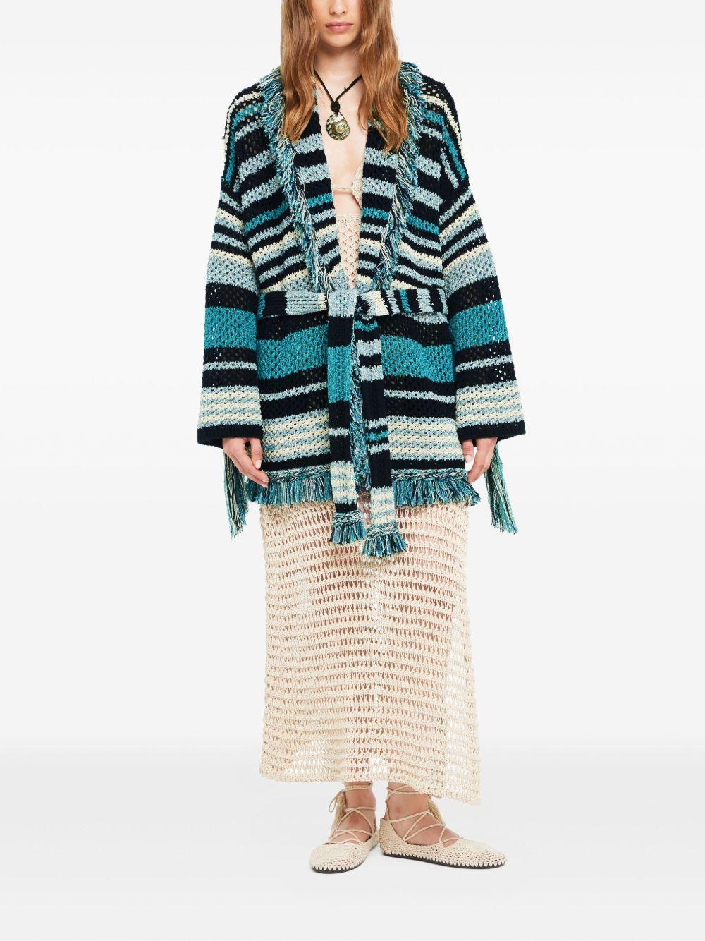 Ocean Stripes fringed cardigan LWHB064R26KNI012 1084 ALANUI 