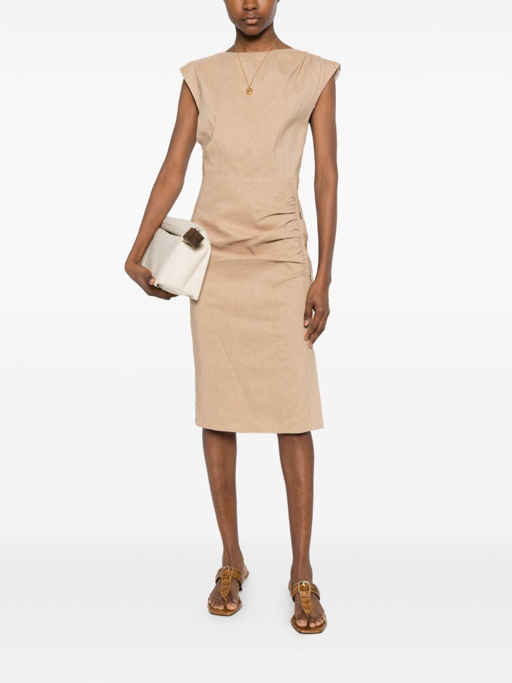 Slim-fitting calf-length dress in linen 106521 A34ID41 PINKO 
