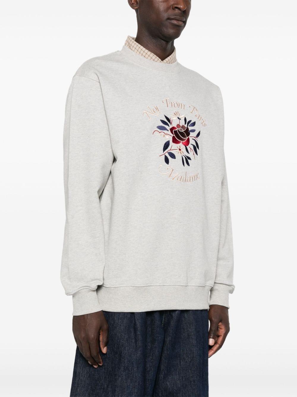 Embroidered-slogan sweatshirt<BR/><BR/><BR/> SW152 CO127GY DRÔLE DE MONSIEUR 