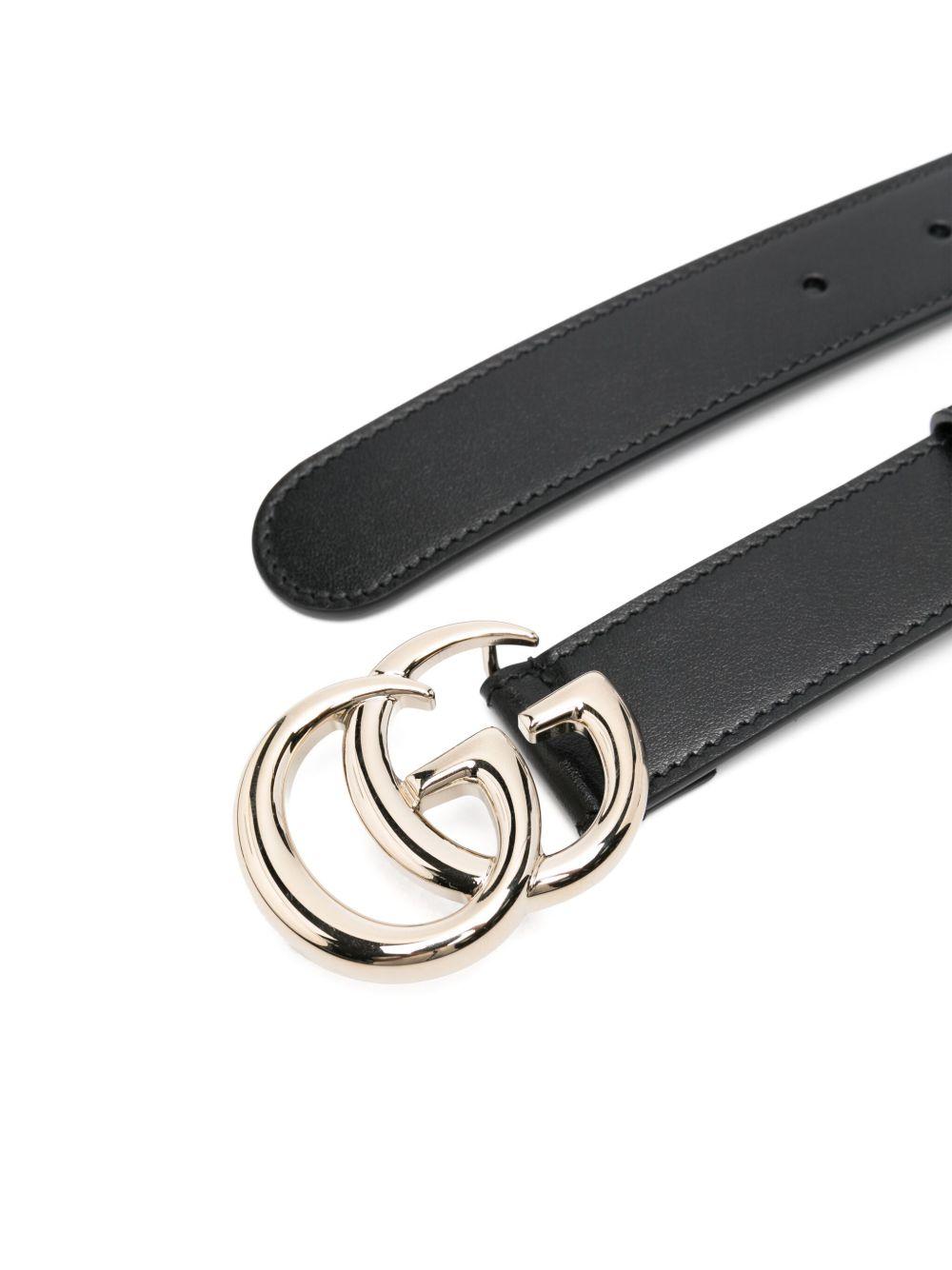Double G-buckle leather belt<BR/><BR/><BR/> 625839 0AAA51000 GUCCI 