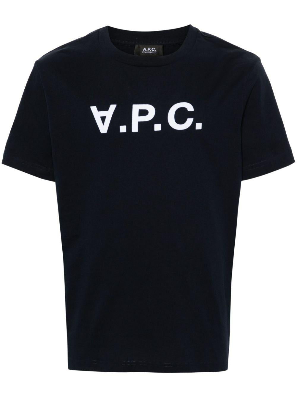 Flocked-logo cotton T-shirt<BR/><BR/><BR/> COHBM M26384TIQ A.P.C. 