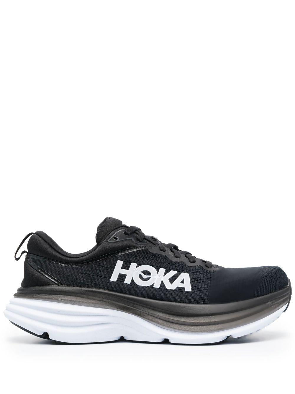 Bondi 8 logo-print lace-up sneakers<BR/><BR/><BR/> 1123202 M BONDI 8BWHT HOKA ONE ONE 