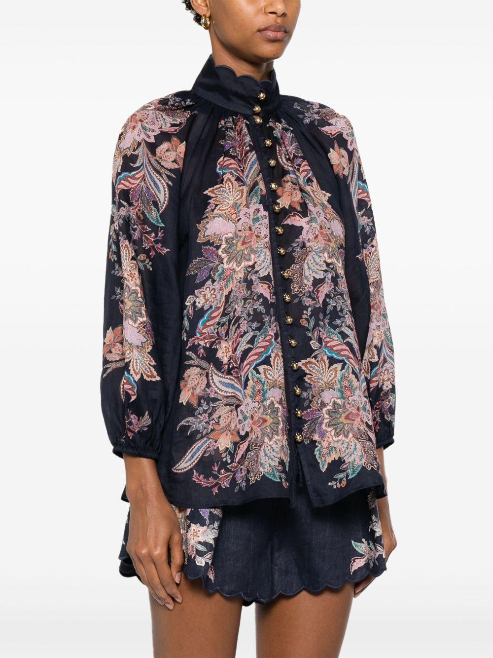 Rhiannon Billow blouse<BR/><BR/> 4273TSS251 NAVMLTPAI ZIMMERMANN 
