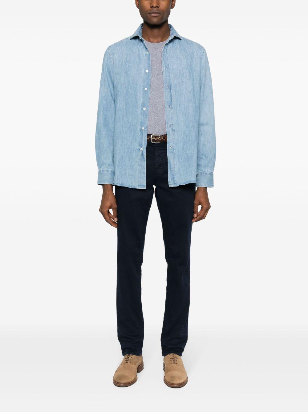 Easy-fit shirt in lightweight denim with French collar MH1920627 C8331 BRUNELLO CUCINELLI 
