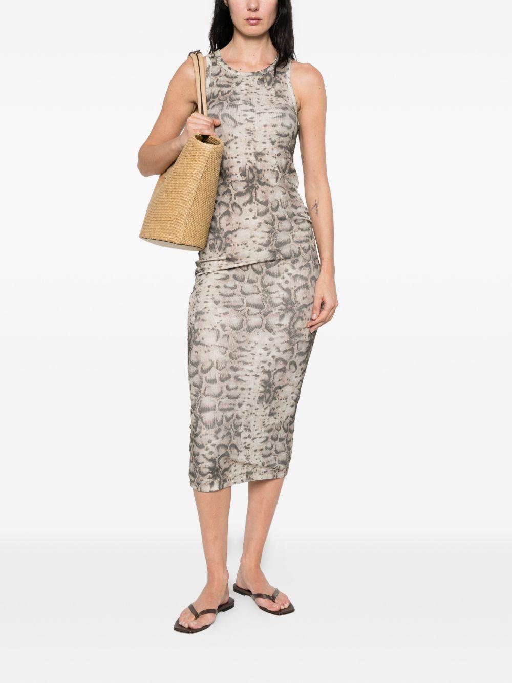 Ribbed slim-fit midi dress with snake print 106993 A3DPCZ9 PINKO 