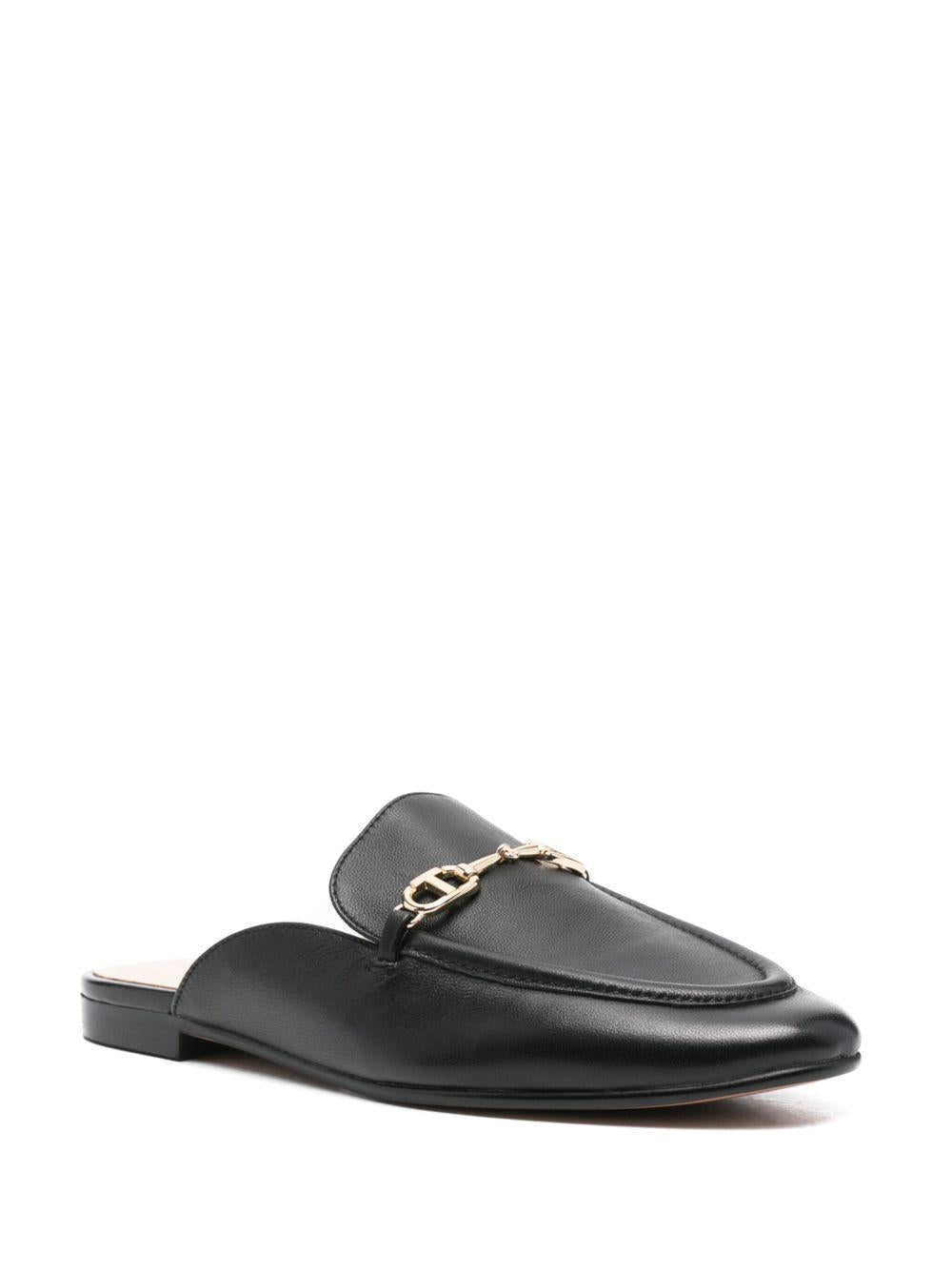 Black Mules with Logo Plaque<BR/><BR/> 251TCP136 00006 TWINSET 