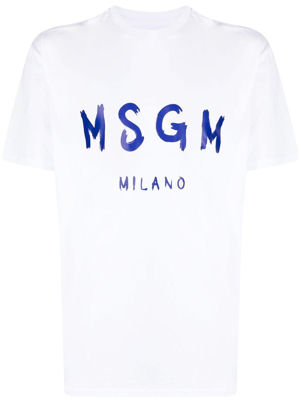 Graffiti logo-print T-shirt<BR/> 3440MM510 23700201C MSGM 