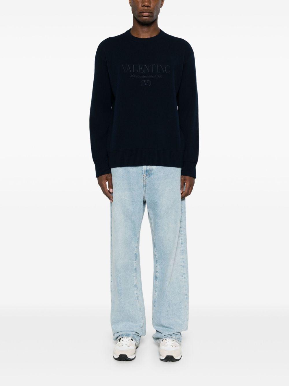 Embroidered-logo knitted jumper<BR/><BR/> 5V3KC30AACF 598 VALENTINO GARAVANI 