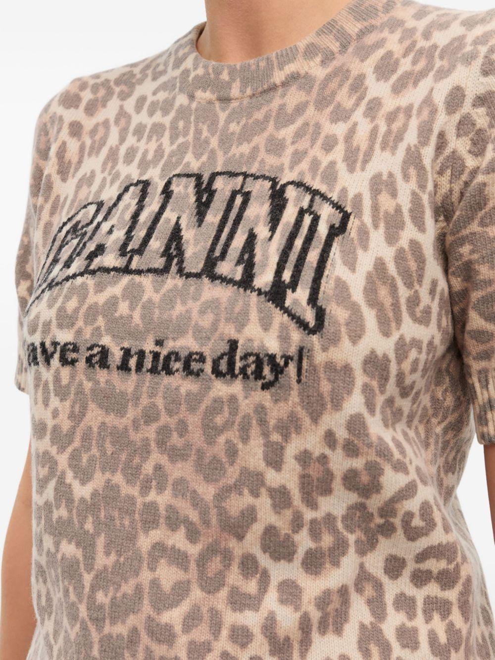 Leopard Wool Mix T-shirt K2500 943 GANNI 