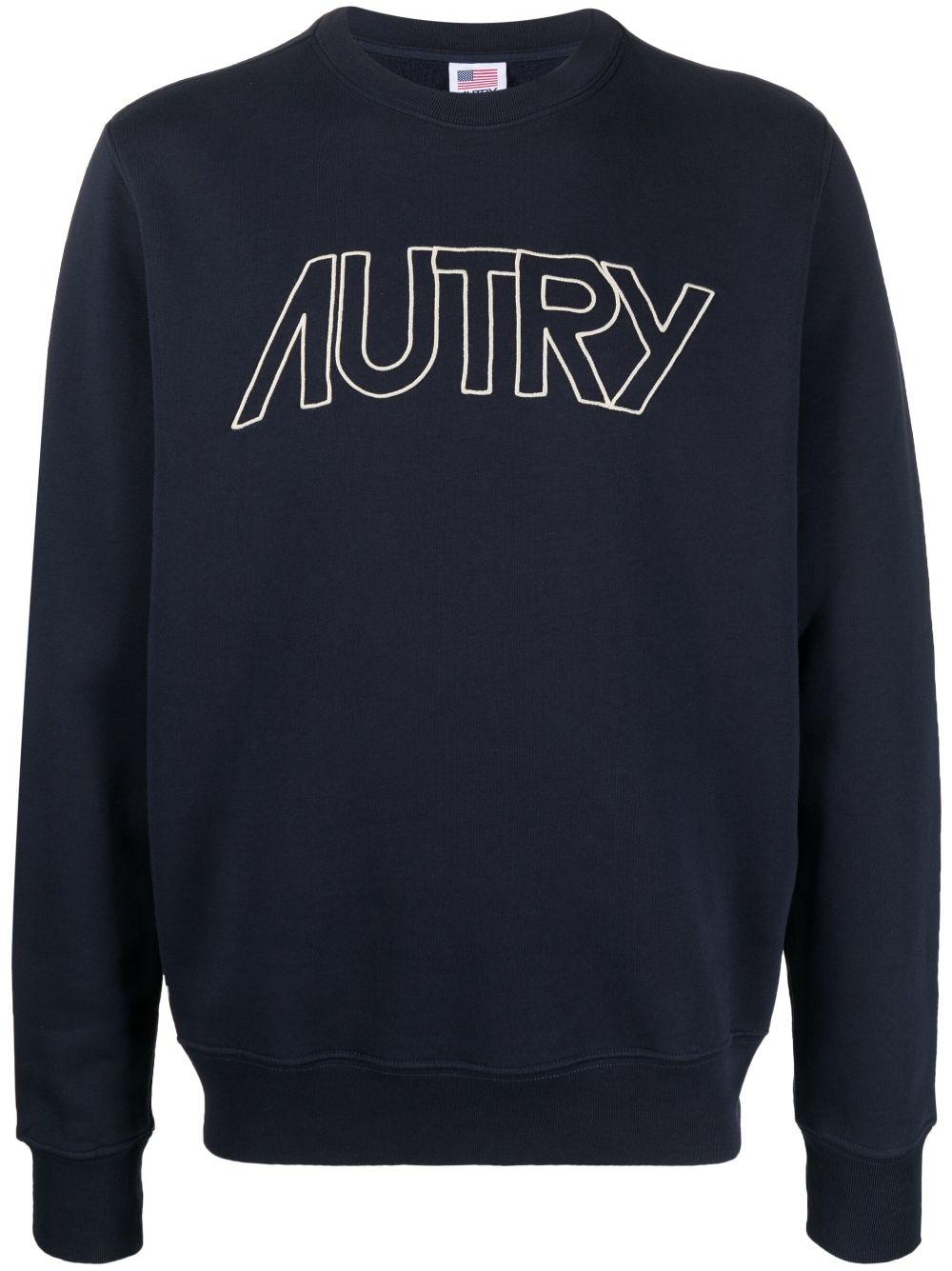 Appliqué-logo cotton sweatshirt SWIM 408BAPPAREL BLUE AUTRY 