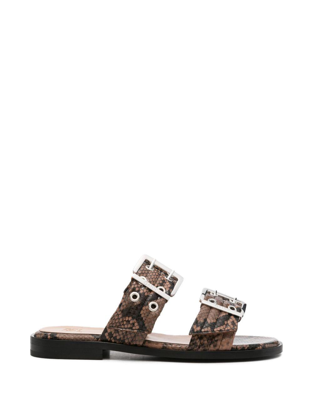 Feminine Buckle Two-Strap Sandals B1020180 05W GANNI 