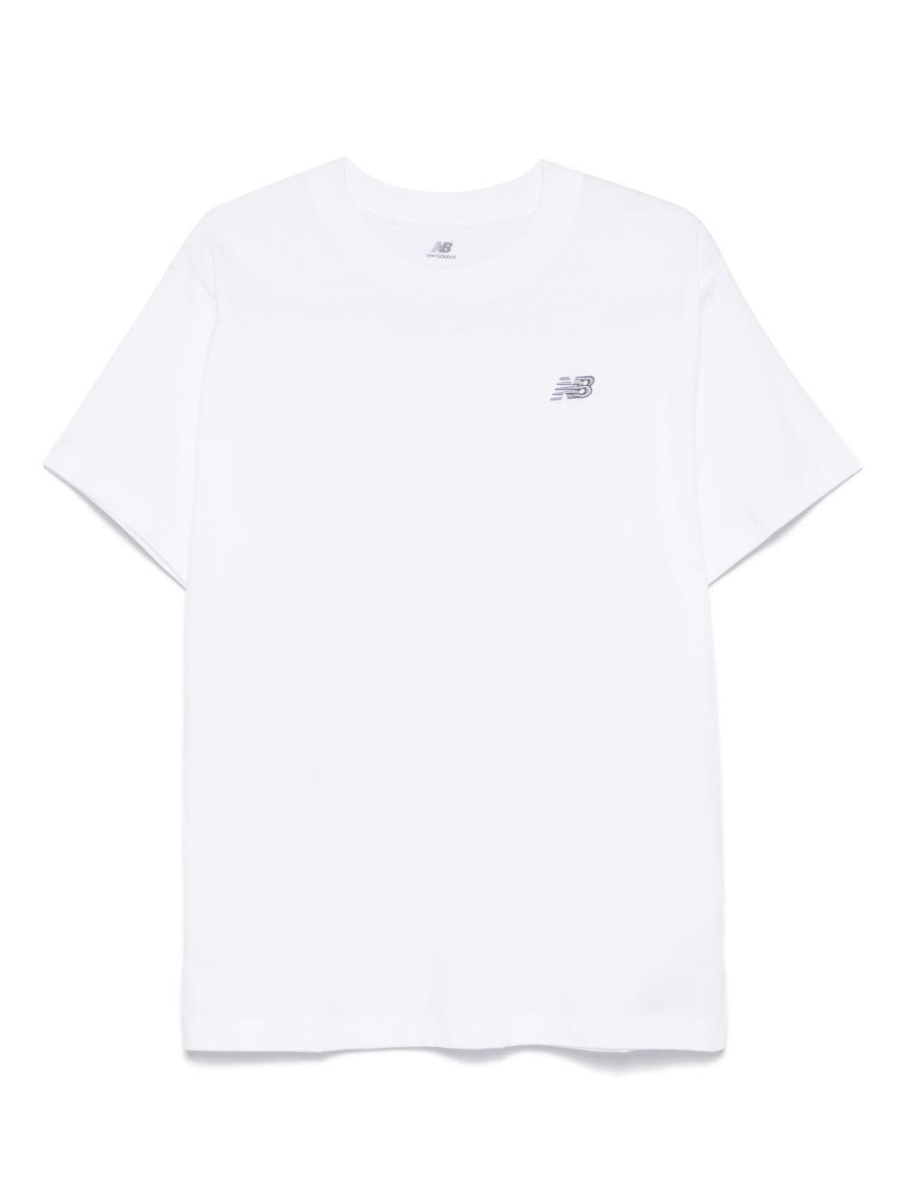 Logo-embroidered T-shirt<BR/><BR/> MT41509WT WHITE NEW BALANCE 